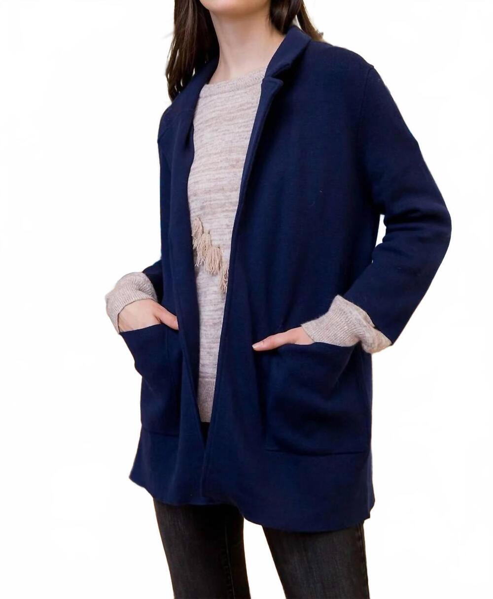NEW THML 3/4 sleeve sweater blazer in navy